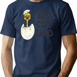I Just Got Laid Vintage Distressed Design Vintage Funny Saying Chicken Just Got Laid T-Shirt - Navy