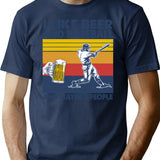I Like Beer And Baseball And Maybe 3 People T-Shirt - Navy