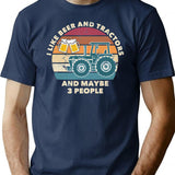 I Like Beer And Tractors Funny Distressed Vintage Farmer T-Shirt - Navy