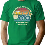 I Like Beer And Tractors Funny Distressed Vintage Farmer T-Shirt - Green