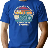 I Like Beer And Tractors Funny Distressed Vintage Farmer T-Shirt - Blue