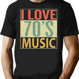 I Love 70's Music T-Shirt - Retro Graphic Tee for Men & Women - Black