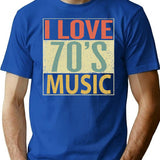 I Love 70's Music T-Shirt - Retro Graphic Tee for Men & Women - Blue
