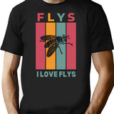 I Love Flys T-Shirt - Retro Graphic Tee for Men & Women - Black