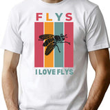 I Love Flys T-Shirt - Retro Graphic Tee for Men & Women - White