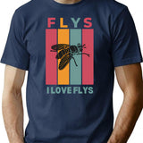 I Love Flys T-Shirt - Retro Graphic Tee for Men & Women - Navy