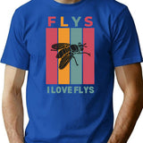 I Love Flys T-Shirt - Retro Graphic Tee for Men & Women - Blue