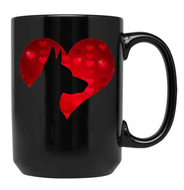 I Love My German Shepherd Dog Valentine'S Day Black Coffee Mug - Black