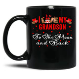 I Love My Grandson To The Moon And Back Black Coffee Mug