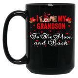 I Love My Grandson To The Moon And Back Black Coffee Mug