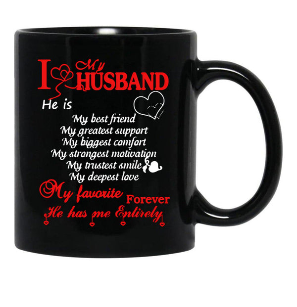 I Love My Husband Mug Black Coffee Mug - Black