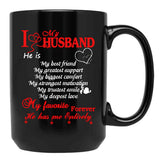 I Love My Husband Mug Black Coffee Mug - Black