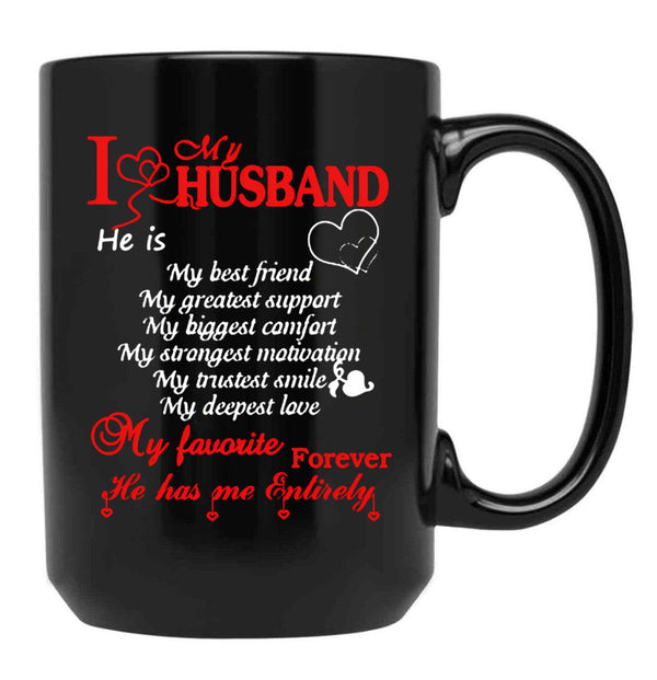 I Love My Husband Mug Black Coffee Mug - Black