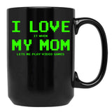 I Love My Mom For Gamer Boys Teen Girls Video Games Funny Black Coffee Mug - Black