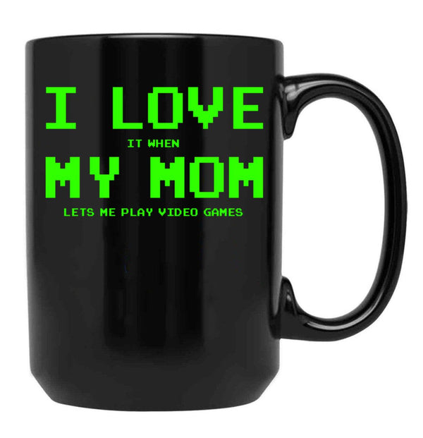 I Love My Mom For Gamer Boys Teen Girls Video Games Funny Black Coffee Mug - Black