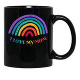 I Love My Mom-Rainbow Colors Black Coffee Mug - Black