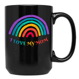 I Love My Mom-Rainbow Colors Black Coffee Mug - Black