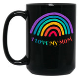 I Love My Mom-Rainbow Colors Black Coffee Mug
