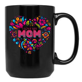 I Love My Mom Vintage Flowers Floral Print Wildflowers Folklore Graphic Black Coffee Mug - Black