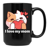 I Love My Mom (16) Black Coffee Mug - Black
