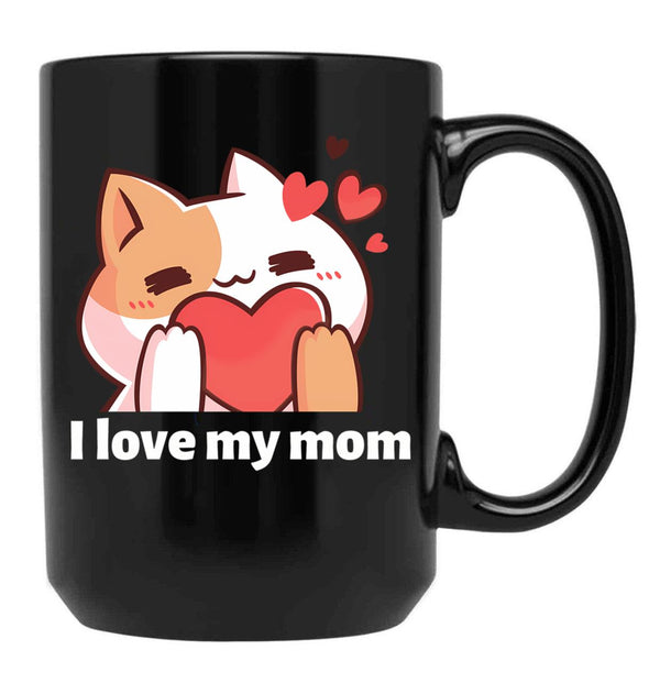 I Love My Mom (16) Black Coffee Mug - Black