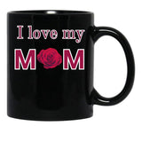 I Love My Mom (17) Black Coffee Mug - Black