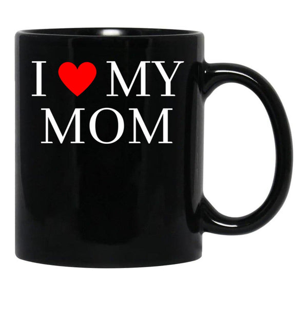 I Love My Mom (19) Black Coffee Mug - Black