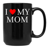 I Love My Mom (19) Black Coffee Mug - Black