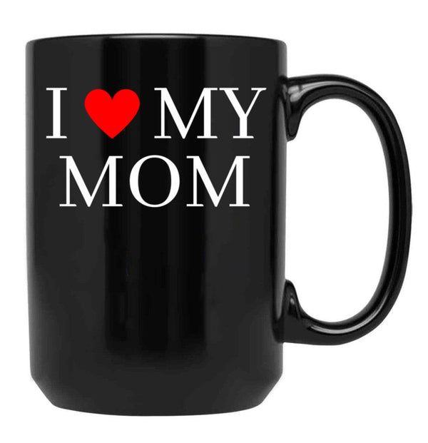 I Love My Mom (19) Black Coffee Mug - Black