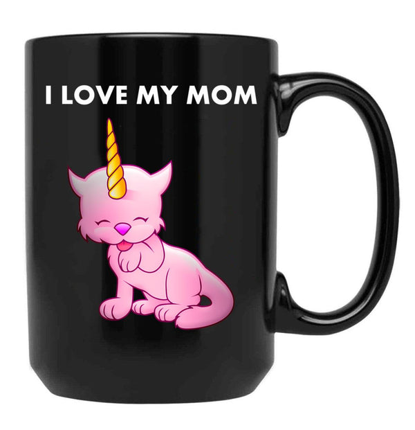 I Love My Mom (1) Black Coffee Mug - Black