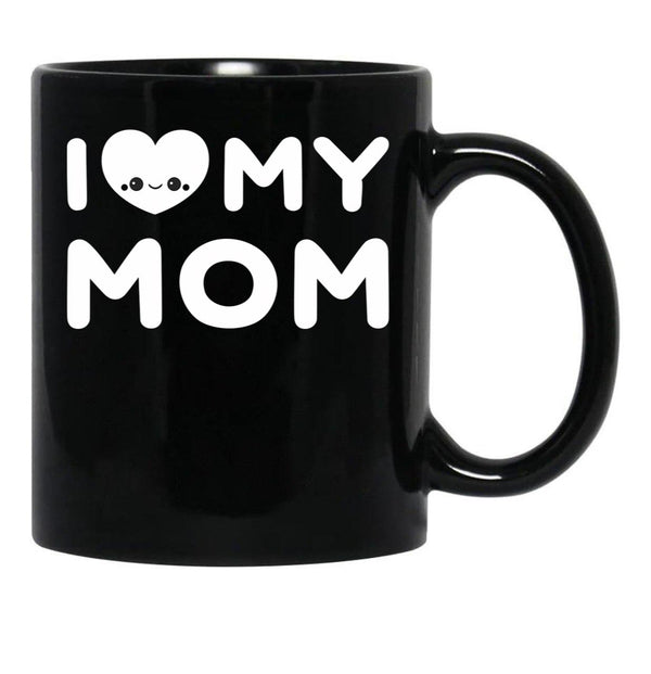 I Love My Mom (21) Black Coffee Mug - Black