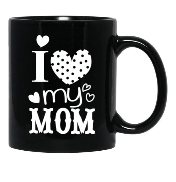 I Love My Mom (28) Black Coffee Mug - Black