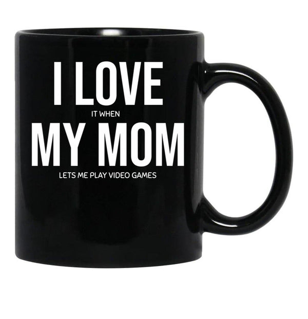 I Love My Mom (29) Black Coffee Mug - Black