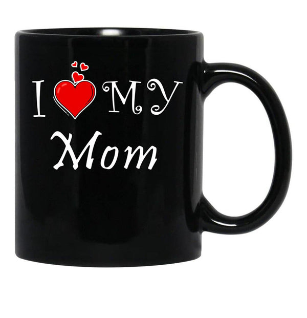 I Love My Mom (33) Black Coffee Mug - Black