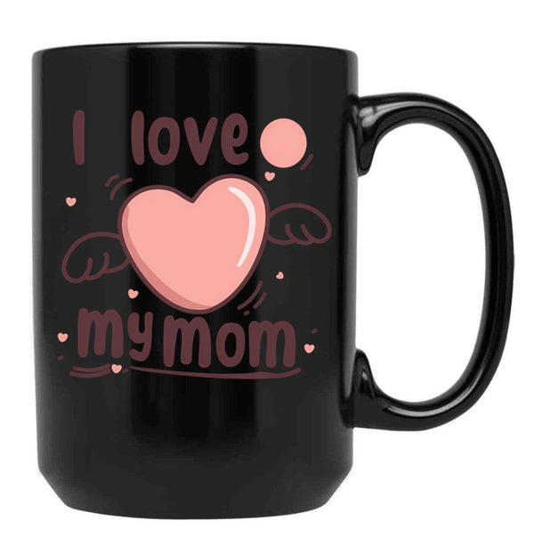 I Love My Mom (35) Black Coffee Mug - Black