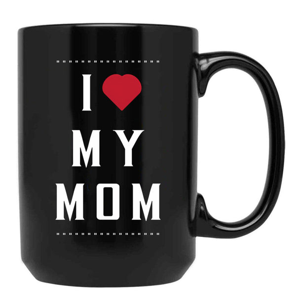 I Love My Mom (36) Black Coffee Mug - Black