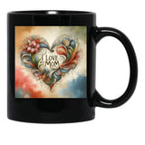 I Love My Mom (37) Black Coffee Mug - Black