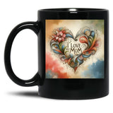I Love My Mom (37) Black Coffee Mug
