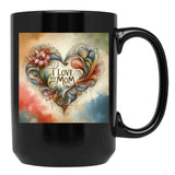 I Love My Mom (37) Black Coffee Mug - Black