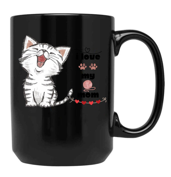 I Love My Mom (41) Black Coffee Mug - Black