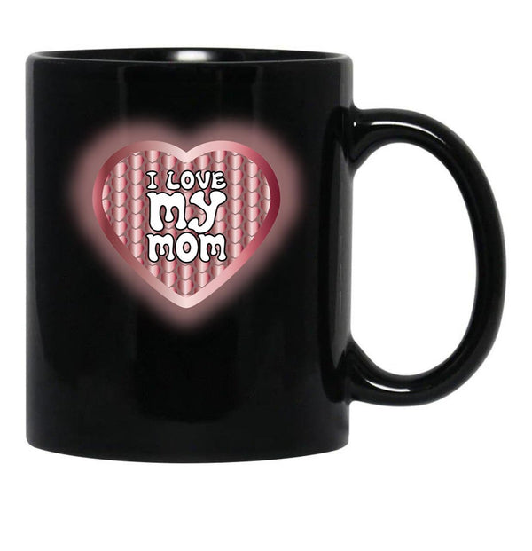 I Love My Mom (42) Black Coffee Mug - Black