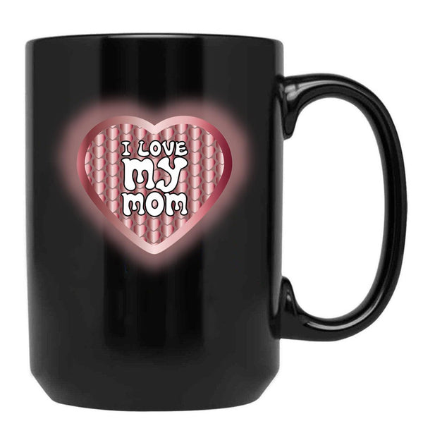 I Love My Mom (42) Black Coffee Mug - Black