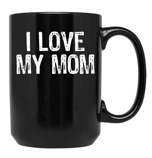 I Love My Mom (4) Black Coffee Mug - Black