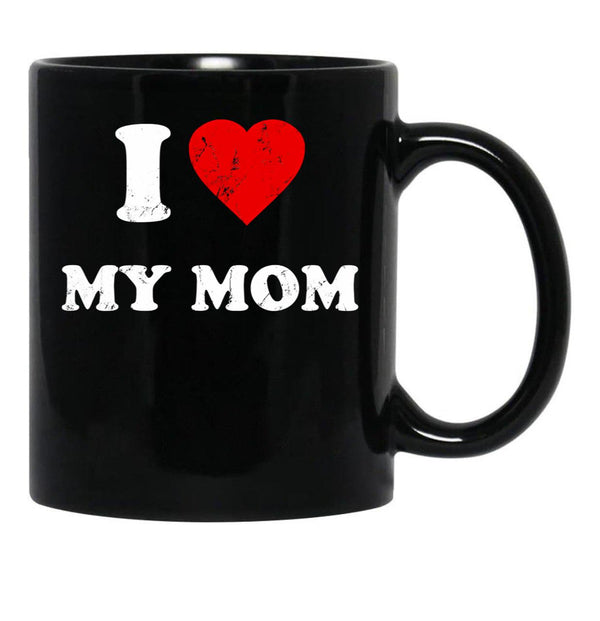 I Love My Mom (5) Black Coffee Mug - Black