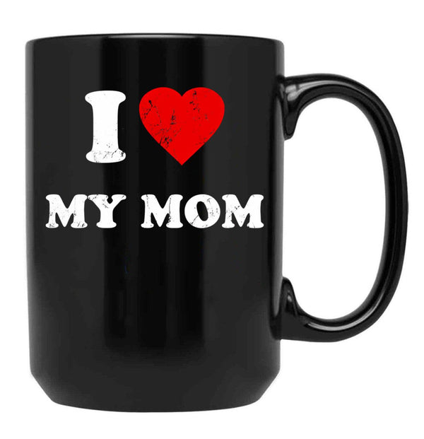I Love My Mom (5) Black Coffee Mug - Black