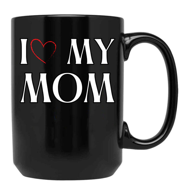 I Love My Mom (9) Black Coffee Mug - Black