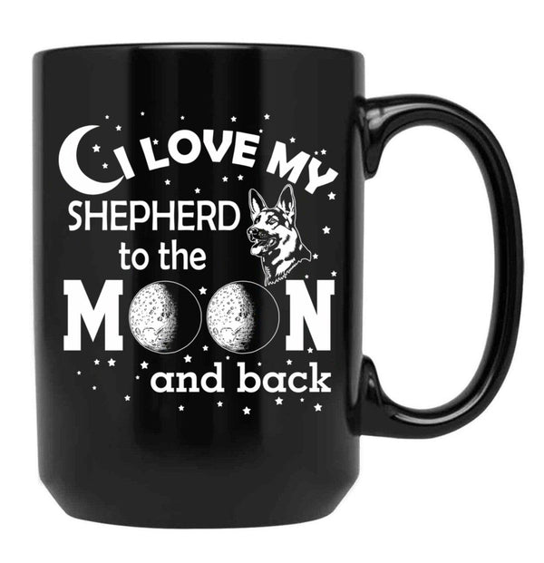 I Love My Shepherd - Cute Funny German Shepherd Dog Lover Black Coffee Mug - Black
