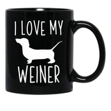 I Love My Weiner Black Coffee Mug - Black