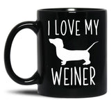 I Love My Weiner Black Coffee Mug
