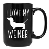 I Love My Weiner Black Coffee Mug - Black